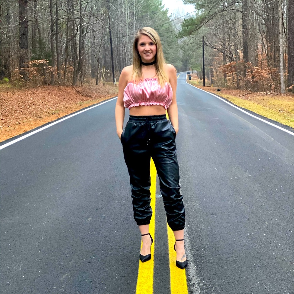 Faux Leather Joggers